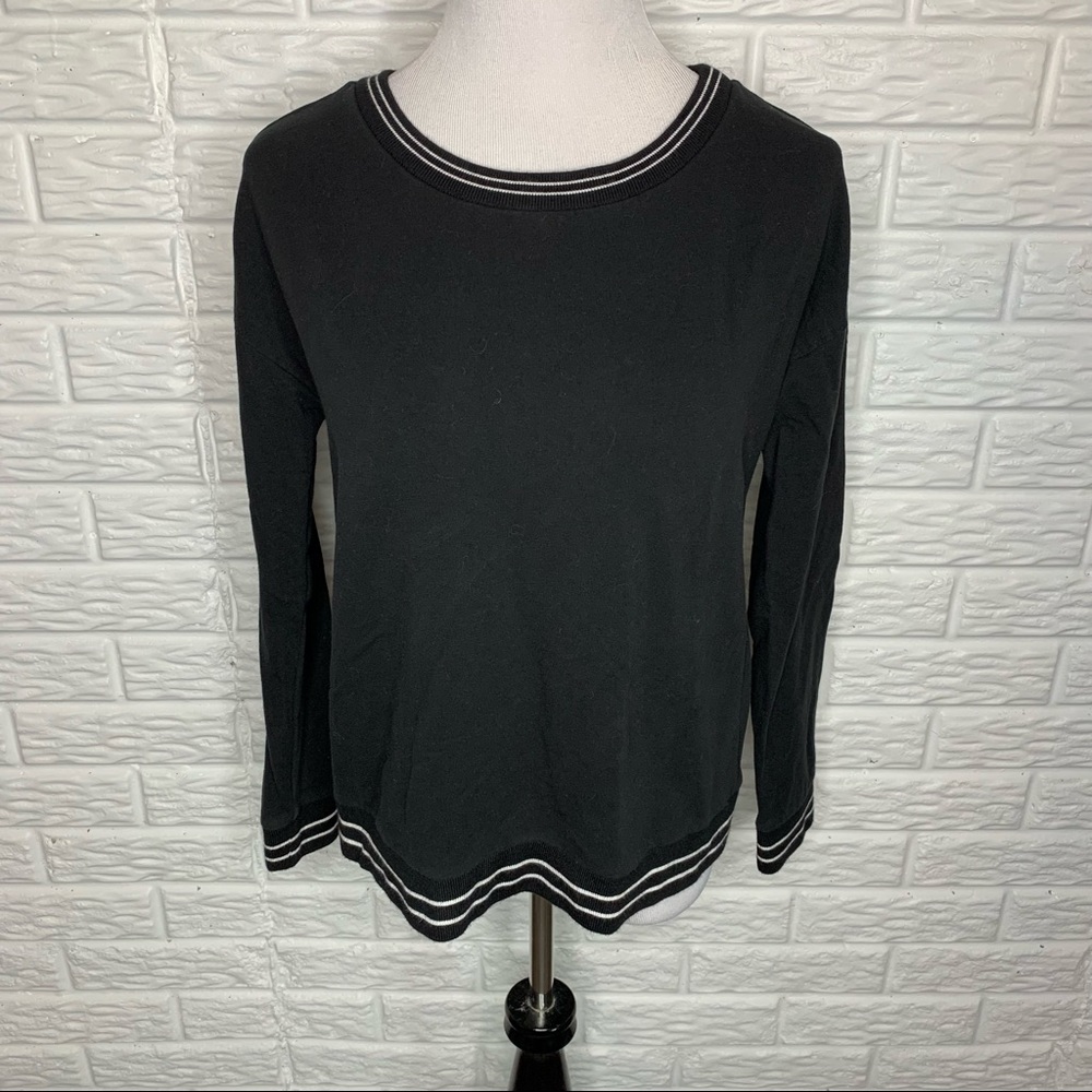 CABLE & GAUGE Black & White Crewneck Sweatshirt Stretchy Size M